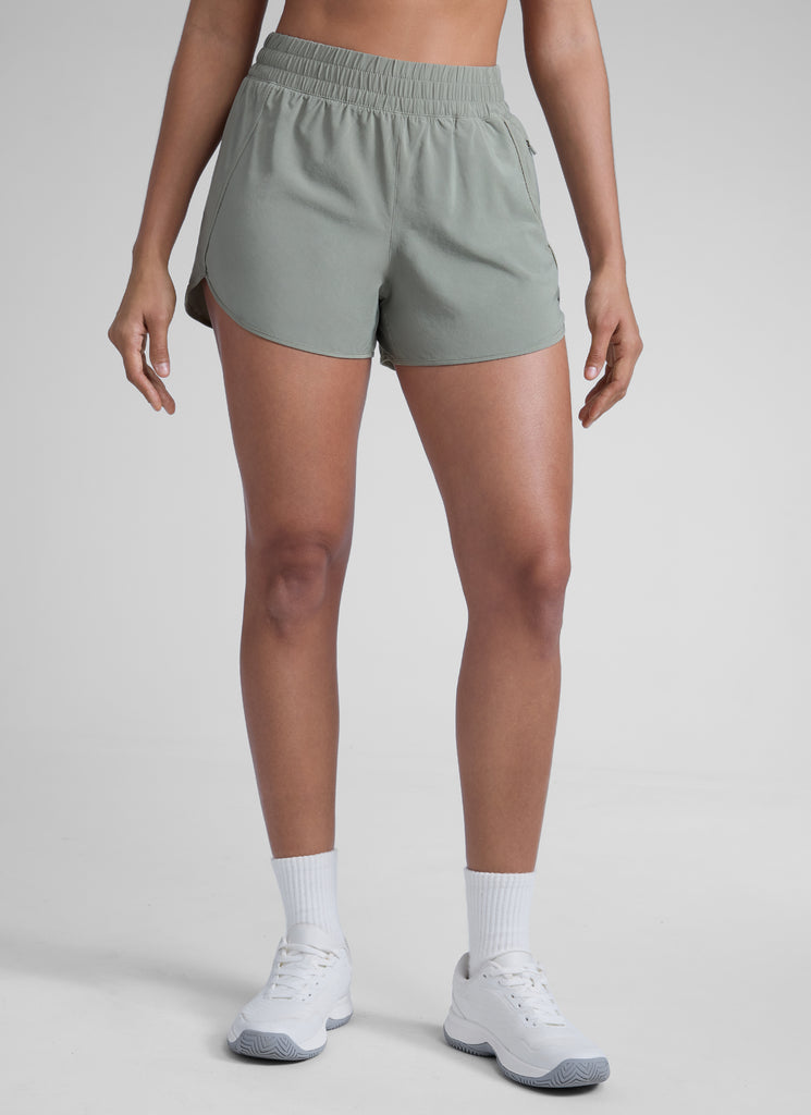 CRZ YOGA Women's Running High Waisted Mesh Lined Shorts 3'' Navy