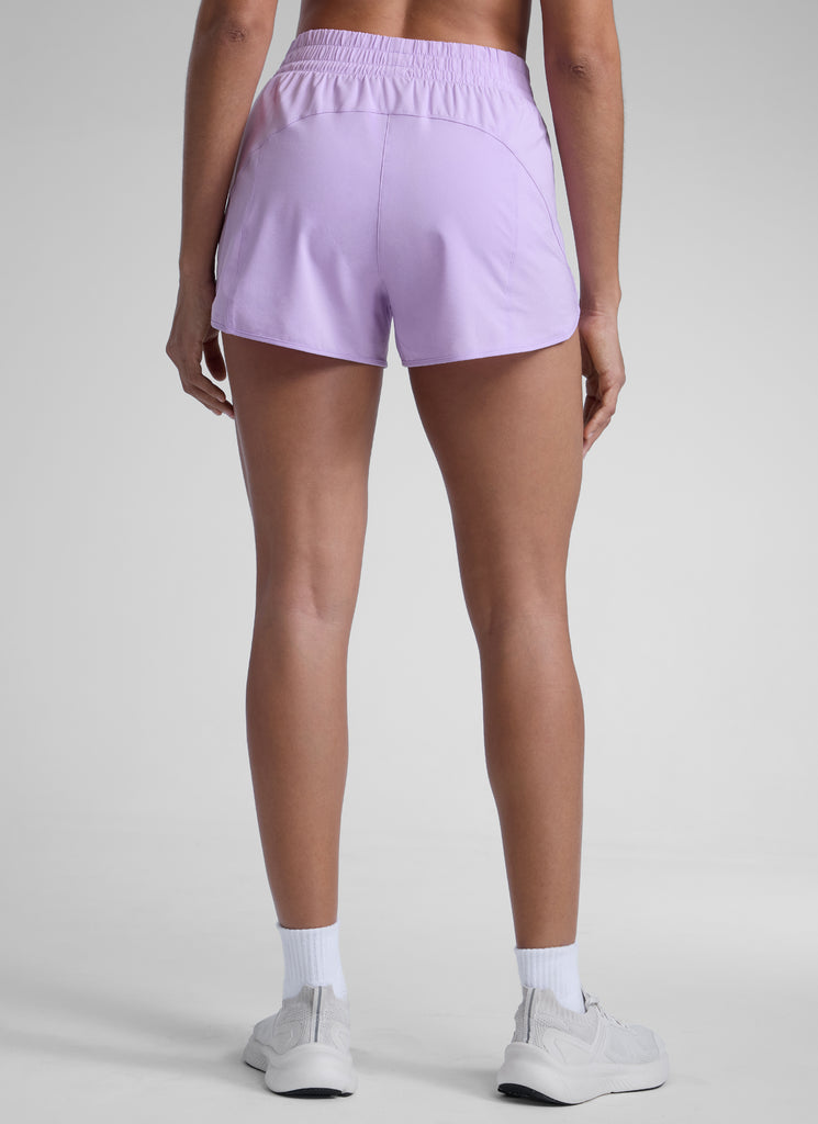 CRZ YOGA Women's Running High Waisted Mesh Lined Shorts 3'' Sterling