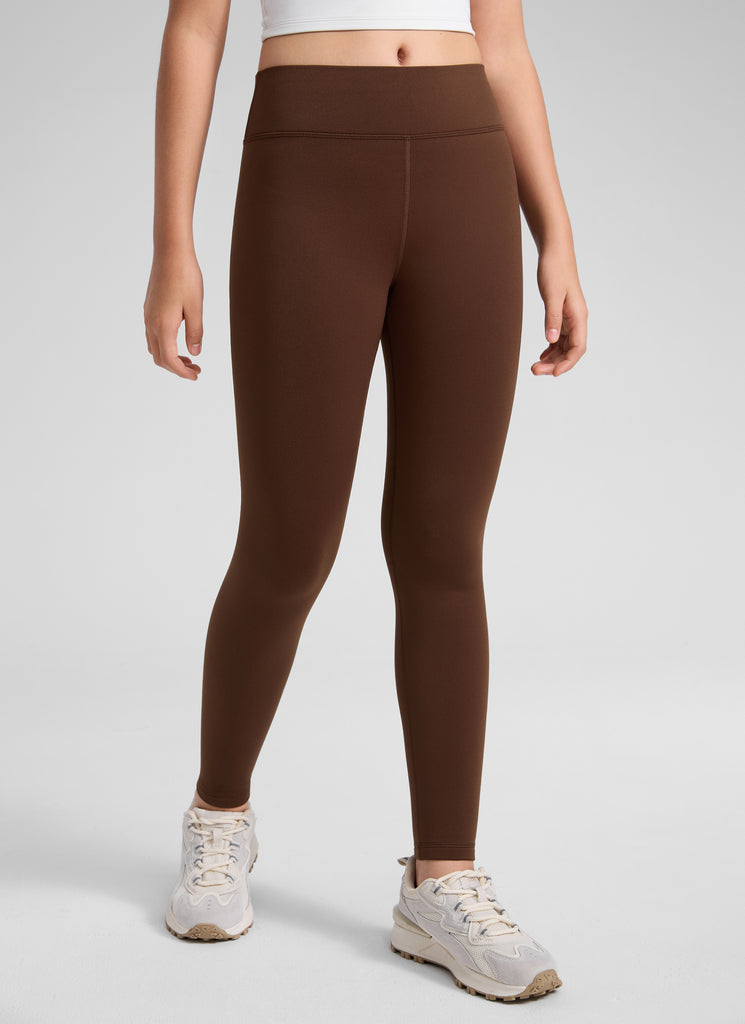 CRZ YOGA Girl's Matte Thermal Fleece Lined Casual High Rise Legging Ink Gray