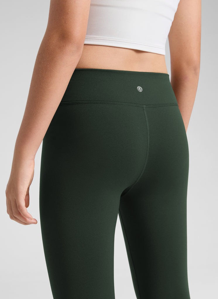 CRZ YOGA Girl's Matte Thermal Fleece Lined Casual High Rise Legging Legend Green
