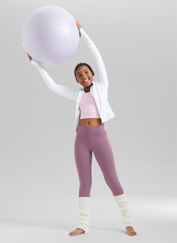 CRZ YOGA Girl's Matte Thermal Fleece Lined Casual High Rise Legging Lava Brown