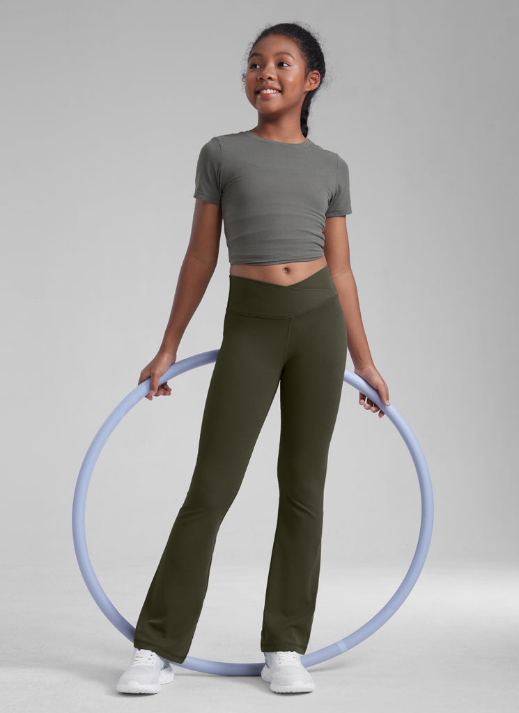 CRZ YOGA Girl's Active Sports Yoga Lounge Butterluxe Flare Leggings Raspberry Sorbet