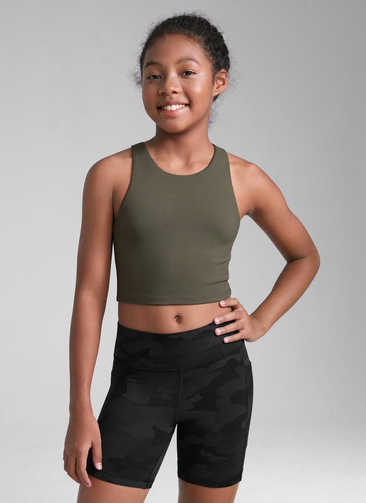 CRZ YOGA girl's Active Sports Butterluxe Racerback Tank Top Neon Orange