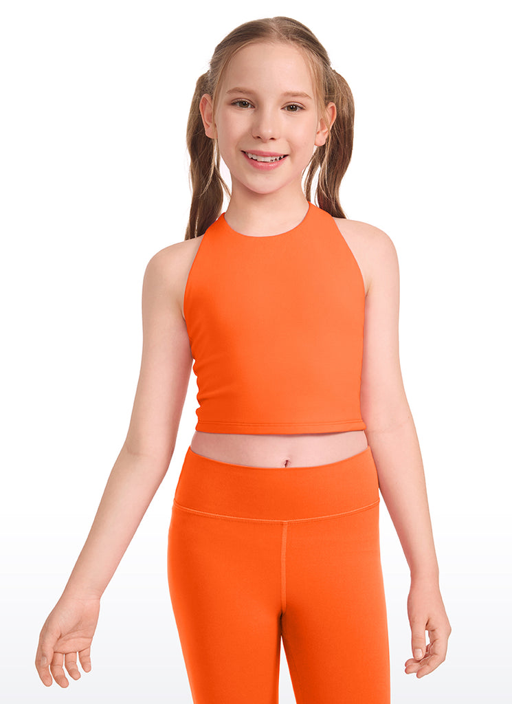 CRZ YOGA girl's Active Sports Butterluxe Racerback Tank Top Black