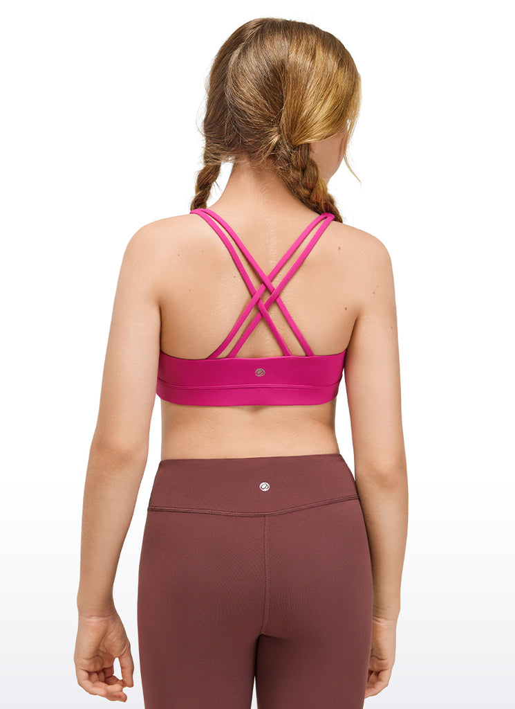 CRZ YOGA Girl's Active Sports Butterluxe Teens Strappy Bra Blue Ashes