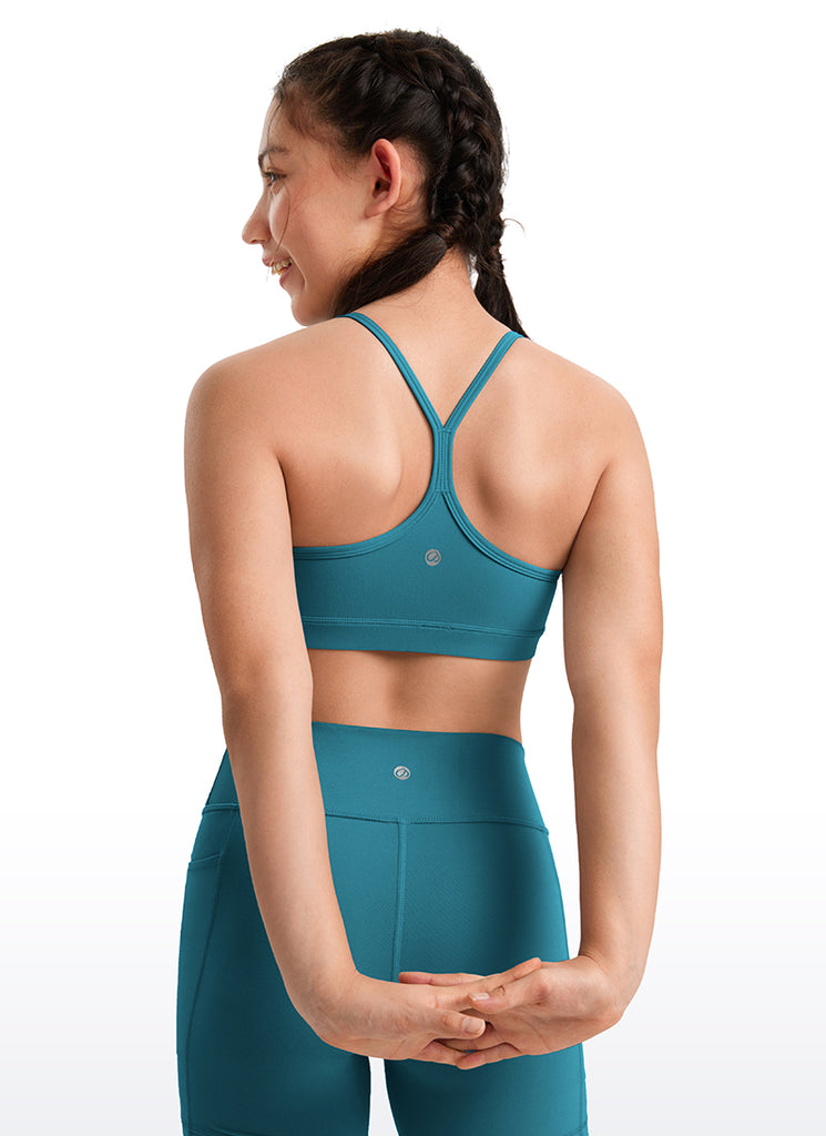 CRZ YOGA Girl's Active Sports Y-Back Bra Butterluxe Teens Tops Cambric Blue
