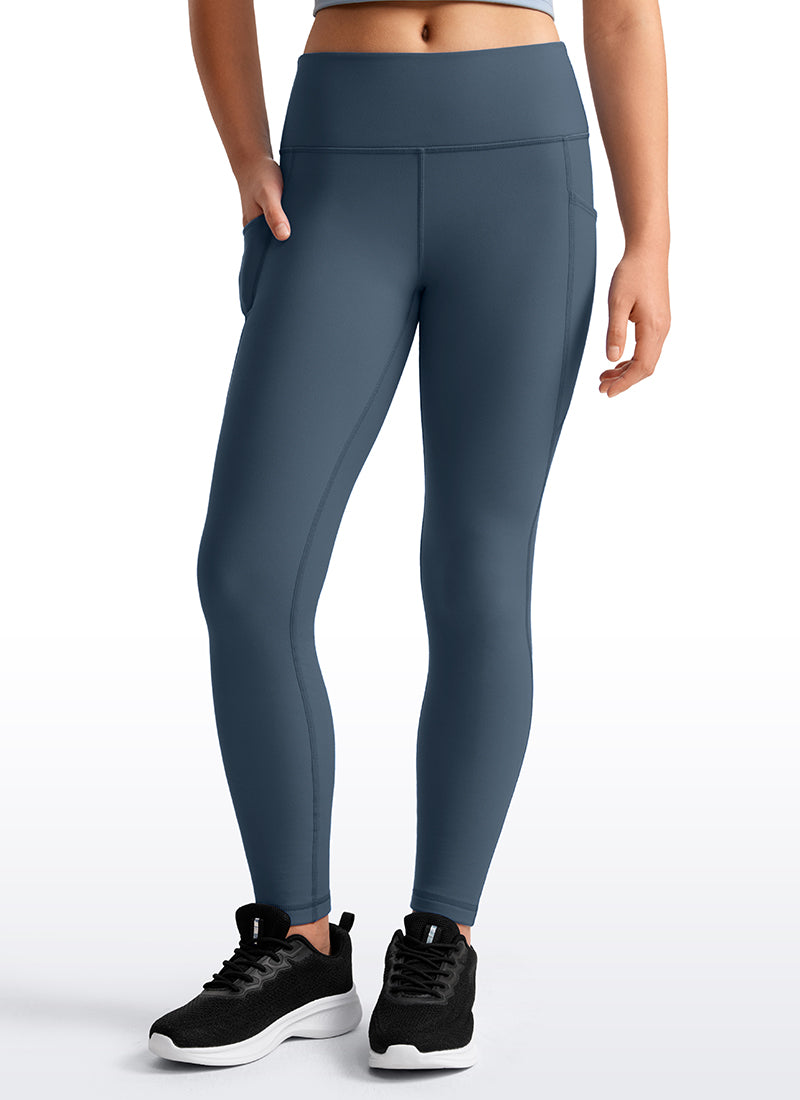 CRZ YOGA Girl's High Rise Thermal Fleece Lined Soft Pocket Leggings Stelindigo