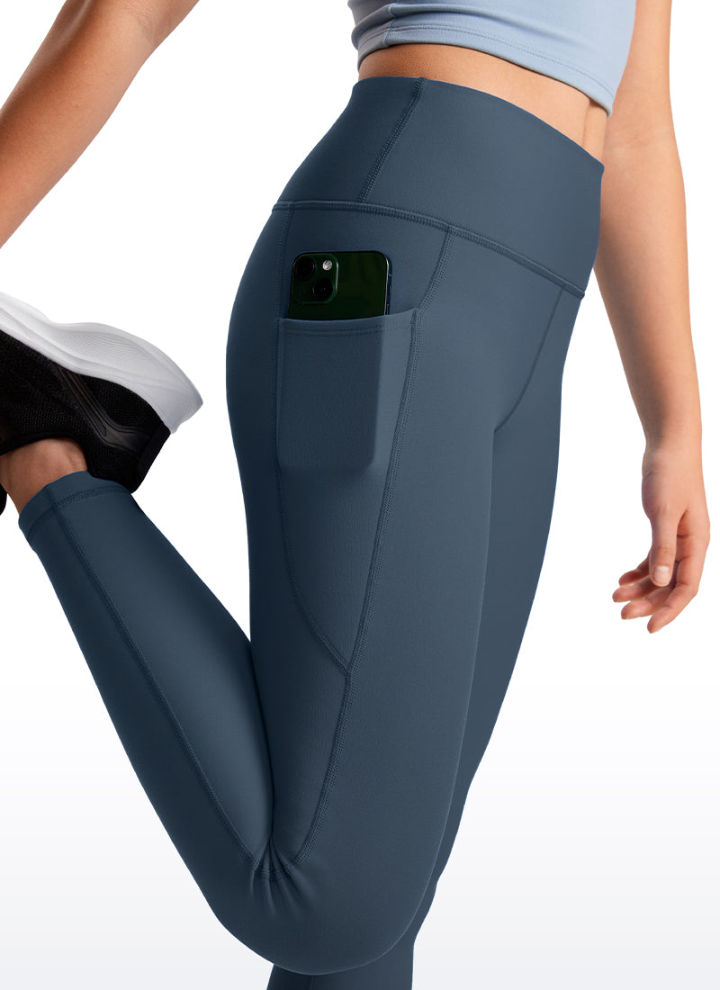 CRZ YOGA Girl's High Rise Thermal Fleece Lined Soft Pocket Leggings Stelindigo
