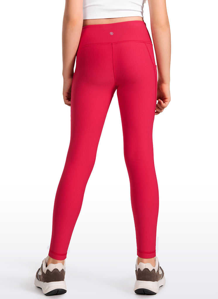 CRZ YOGA Girl's High Rise Thermal Fleece Lined Soft Pocket Leggings True Navy