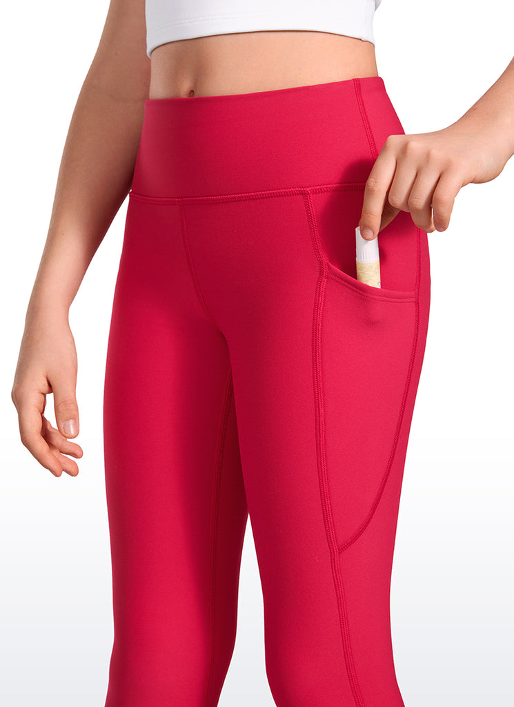 CRZ YOGA Girl's High Rise Thermal Fleece Lined Soft Pocket Leggings Viva Magenta