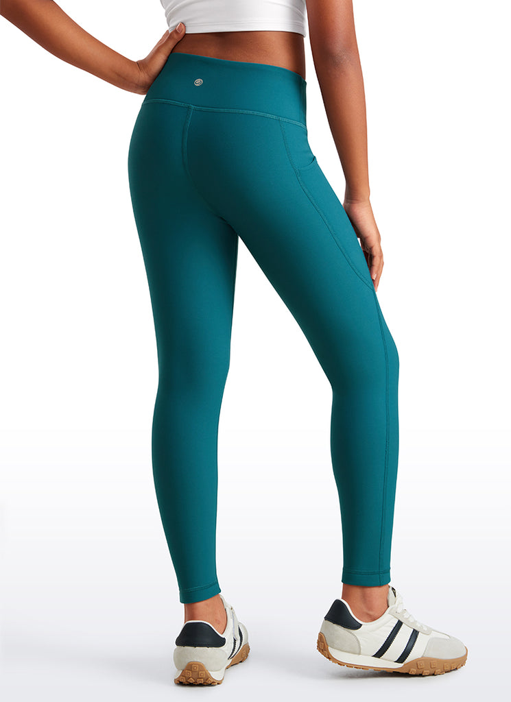 CRZ YOGA Girl's High Rise Thermal Fleece Lined Soft Pocket Leggings Milky White