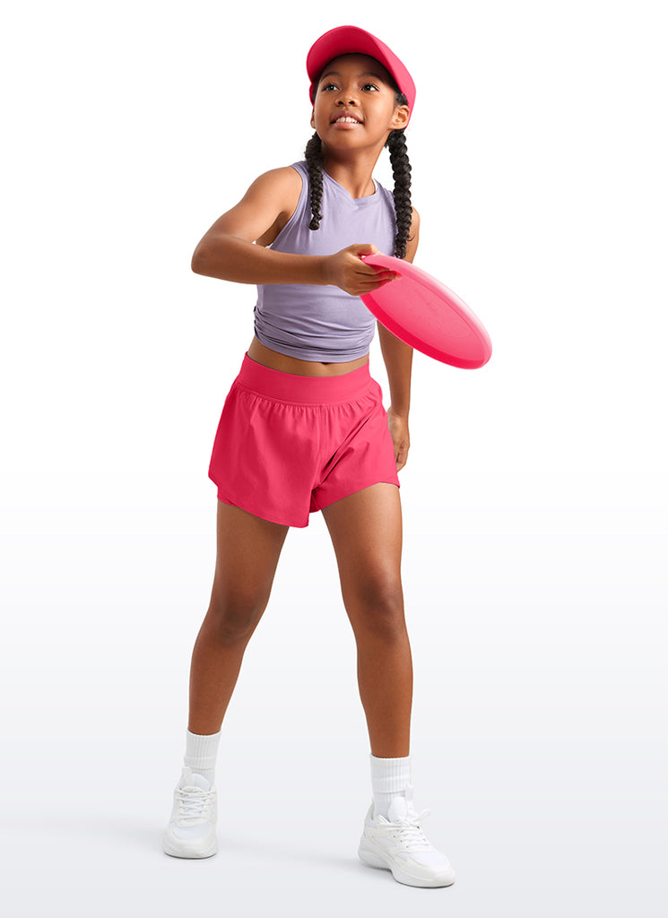 CRZ YOGA Girl's Running Feathery-Fit Soft High Rise Lined Shorts 2.5'' True Navy