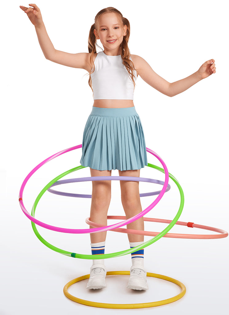 CRZ YOGA Girl's Tennis Sports Pleated Skirts Feathery-Fit Teens Skirts Light grayish blue