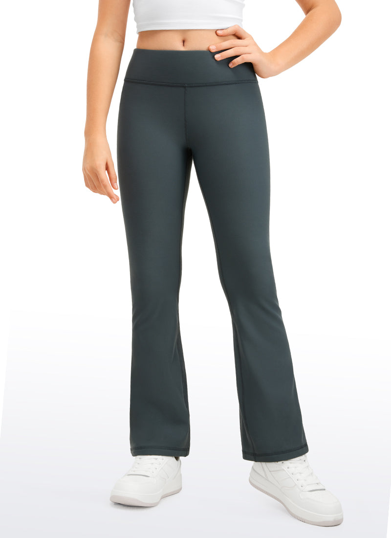 CRZ YOGA Girl's High Rise Thermal Fleece Lined Soft Flare Leggings Melanite