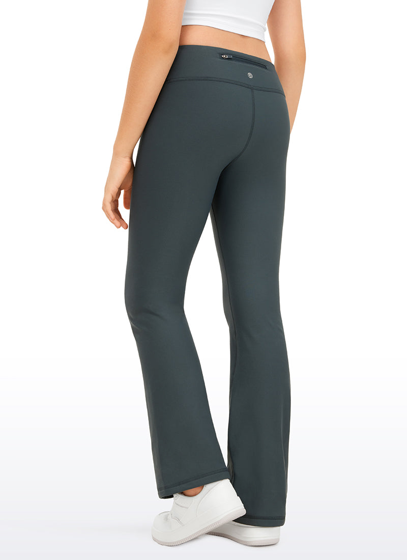 CRZ YOGA Girl's High Rise Thermal Fleece Lined Soft Flare Leggings Melanite