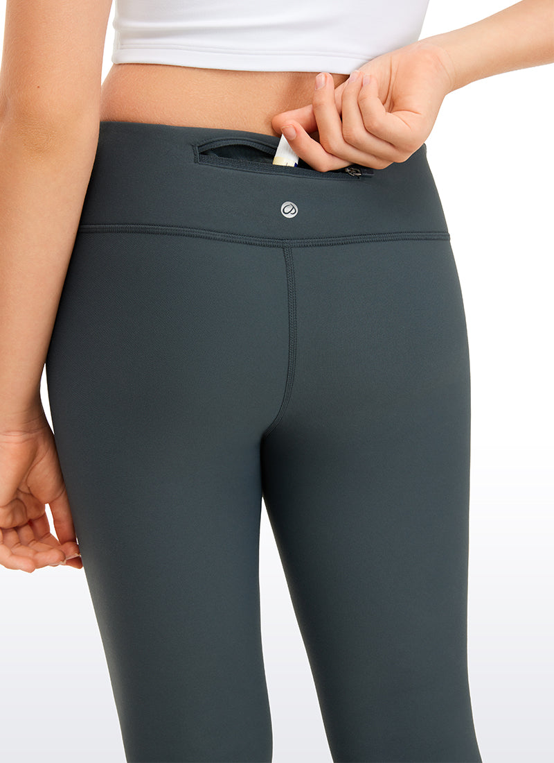 CRZ YOGA Girl's High Rise Thermal Fleece Lined Soft Flare Leggings Melanite