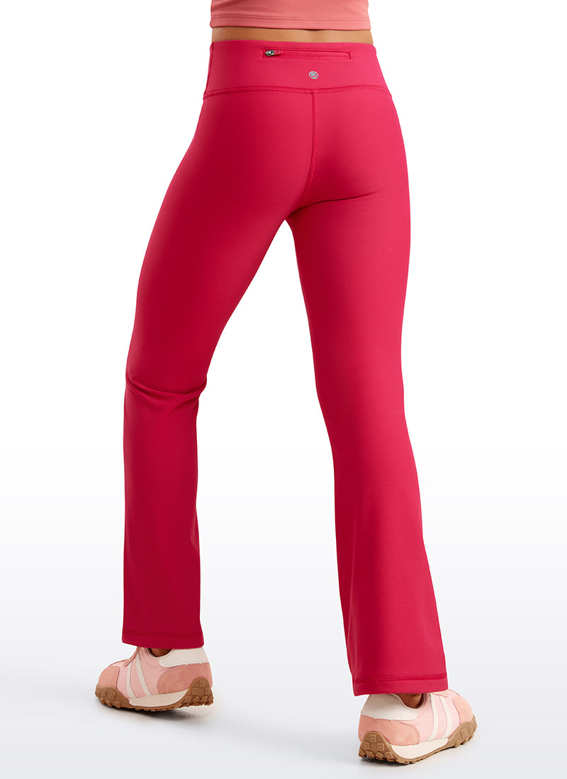 CRZ YOGA Girl's High Rise Thermal Fleece Lined Soft Flare Leggings Viva Magenta