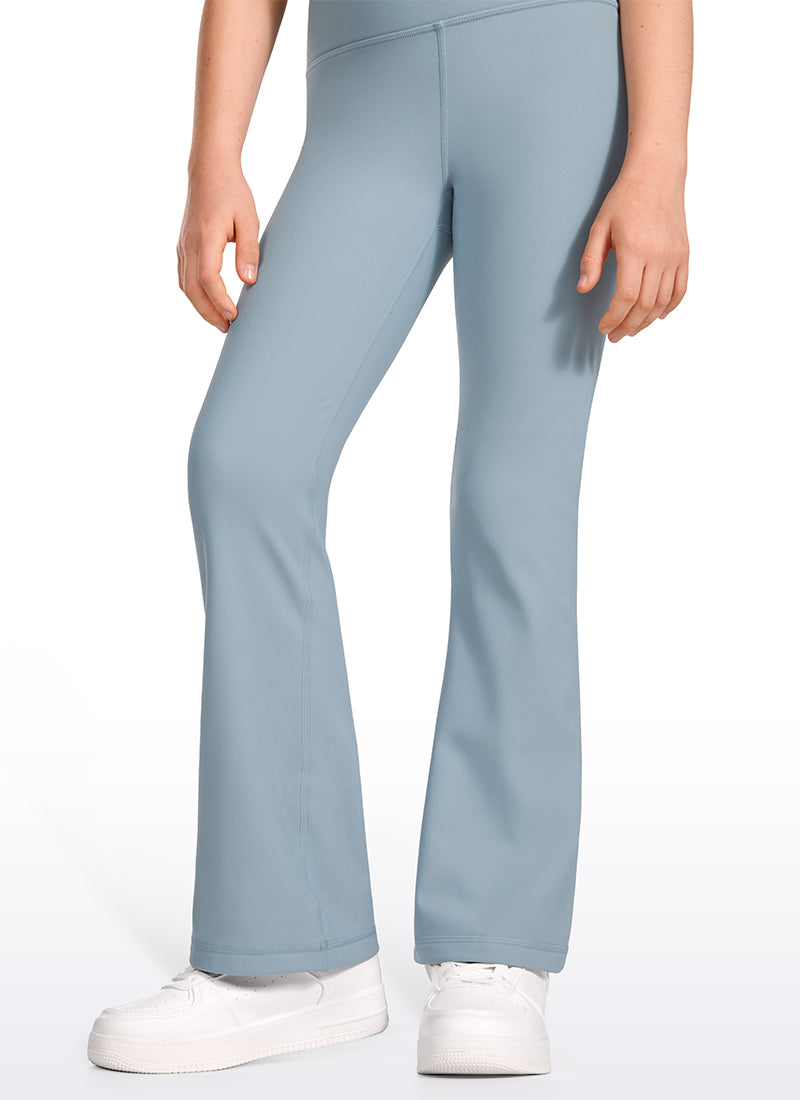 CRZ YOGA Girl's High Rise Thermal Fleece Lined Soft Flare Leggings Cambric Blue