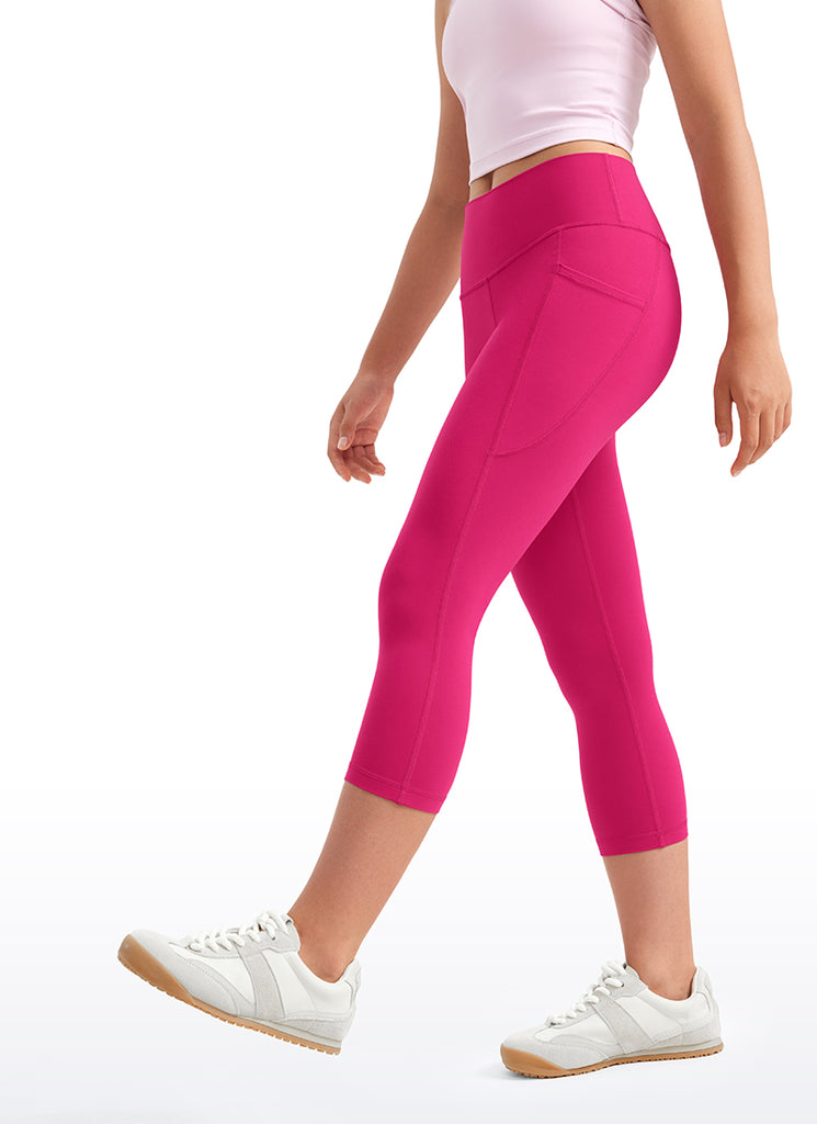 CRZ YOGA Girls Butterluxe Athletic Capri Leggings with Pockets Granita Pink