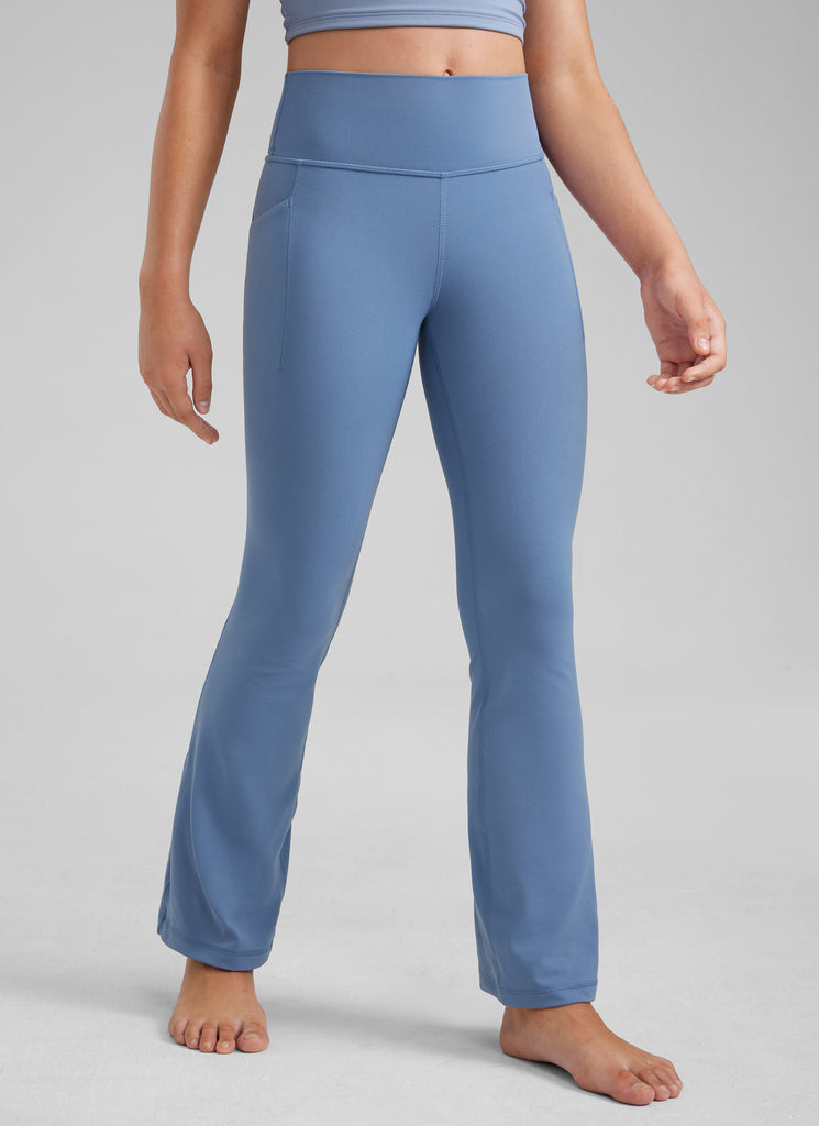 CRZ YOGA Girls' Casual Flare Leggings with Pockets Bootcut Pants Black