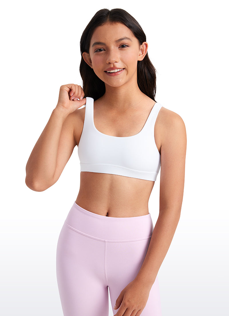 CRZ YOGA girl's Active Sports Butterluxe Teens Scoop Neck UBack White