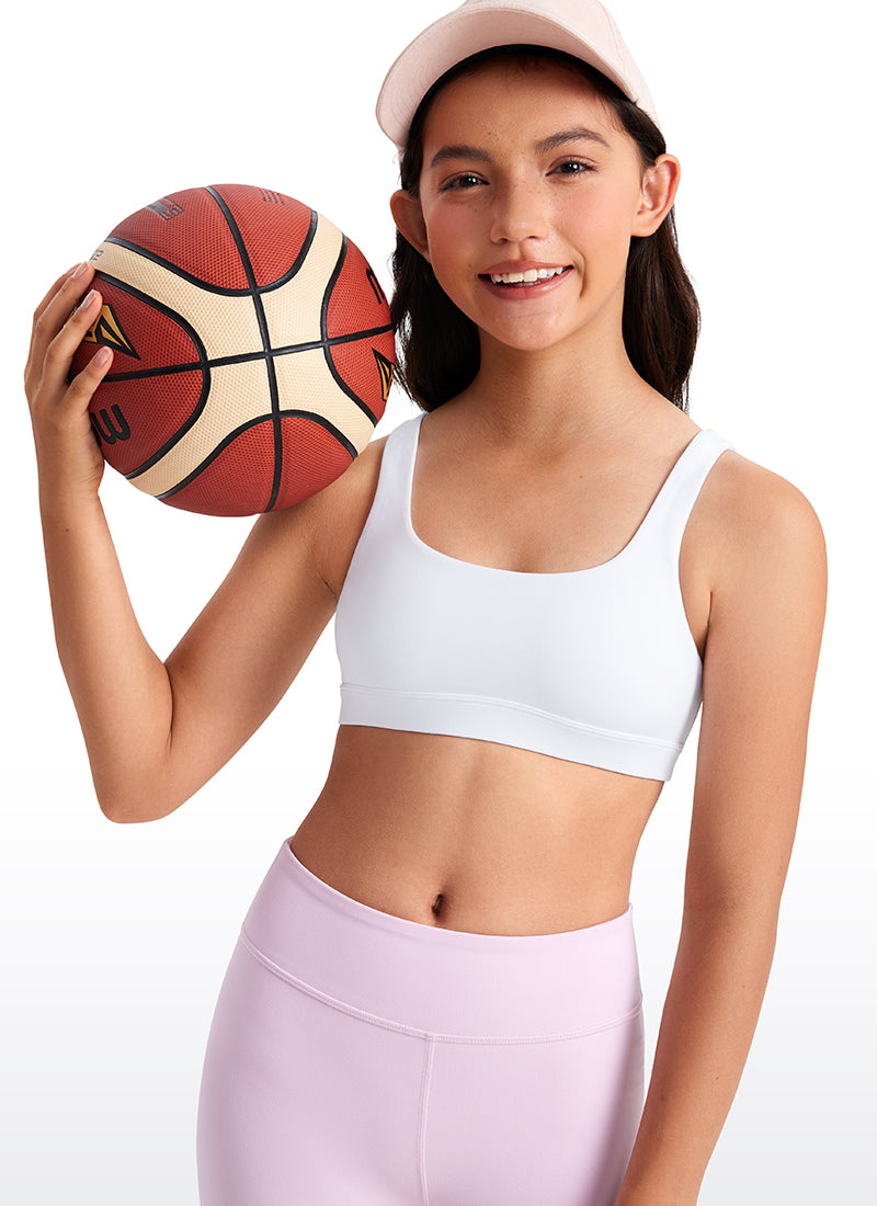 CRZ YOGA girl's Active Sports Butterluxe Teens Scoop Neck UBack White