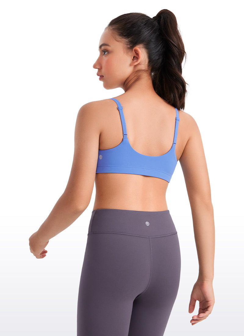 CRZ YOGA Girls Butterluxe Adjustable Spaghetti Strap Scoop Neck Bra Wild Indigo