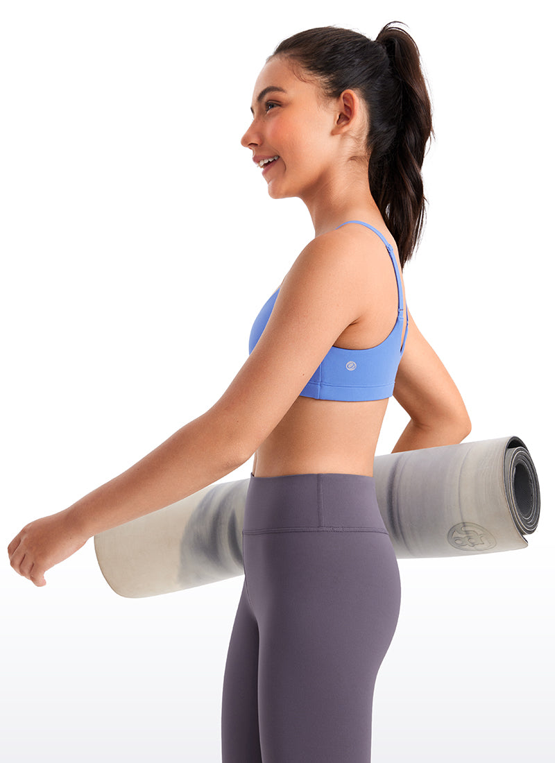 CRZ YOGA Girls Butterluxe Adjustable Spaghetti Strap Scoop Neck Bra Wild Indigo