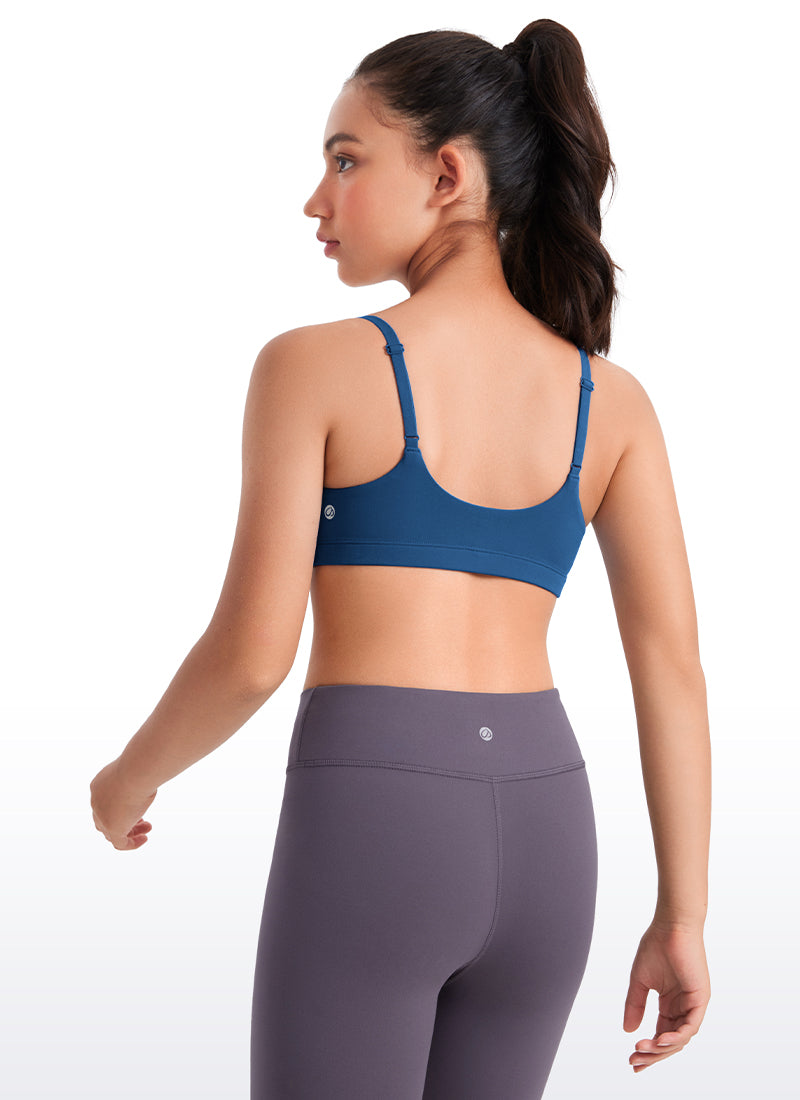 CRZ YOGA Girls Butterluxe Adjustable Spaghetti Strap Scoop Neck Bra French Navy
