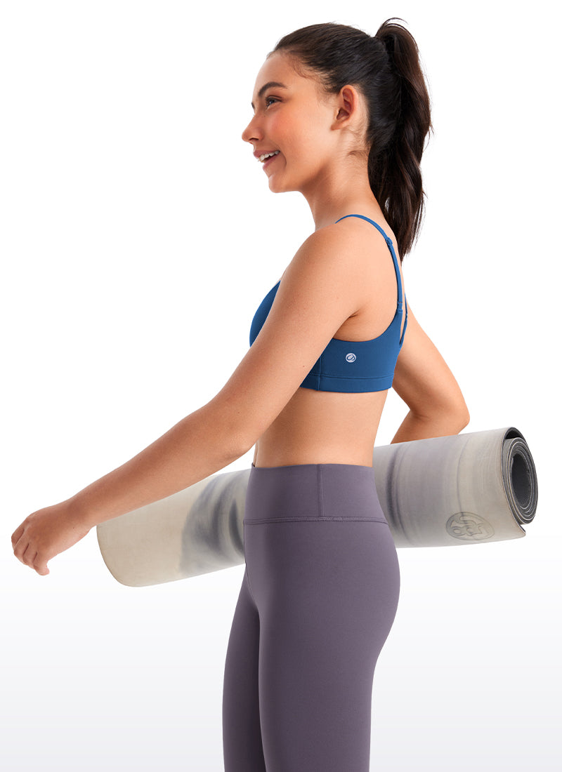 CRZ YOGA Girls Butterluxe Adjustable Spaghetti Strap Scoop Neck Bra French Navy