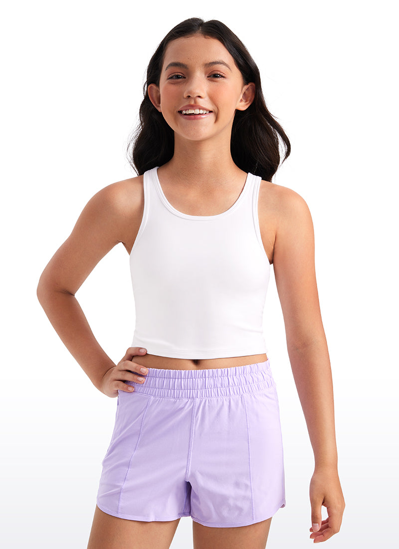 CRZ YOGA girl's Active Butterluxe Tight Fit Tank Tops Racerback White