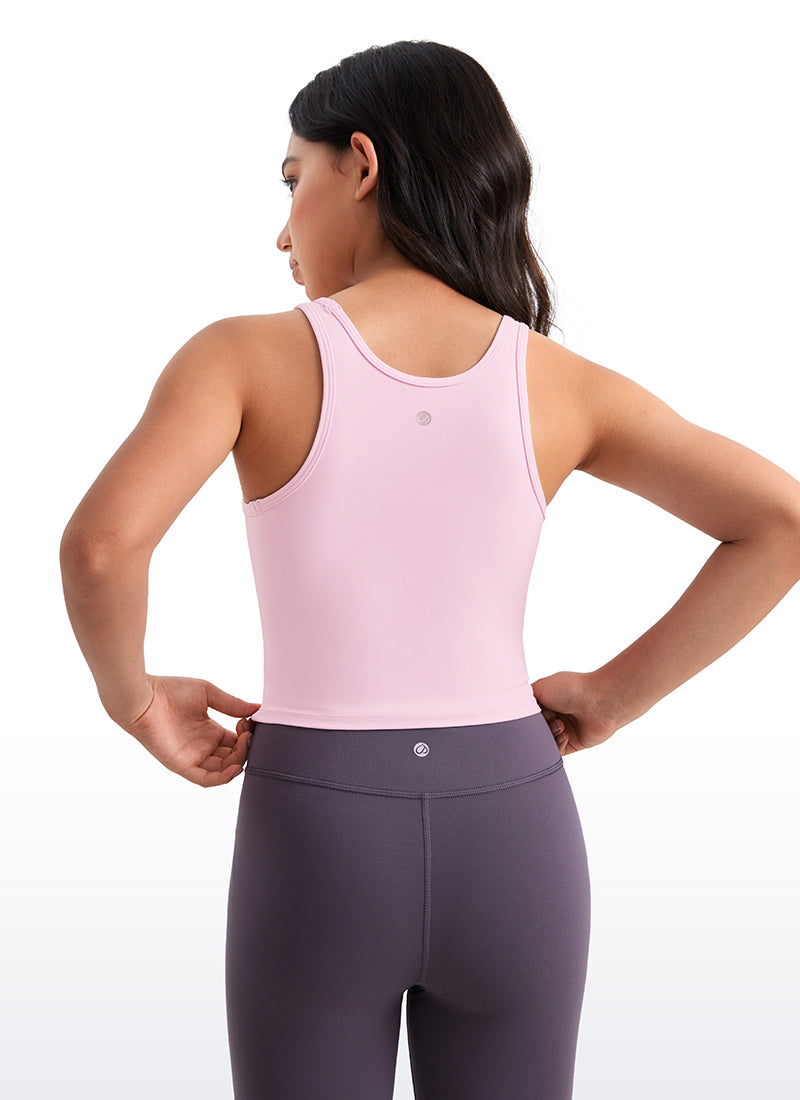 CRZ YOGA girl's Active Butterluxe Tight Fit Tank Tops Racerback Pink Peony