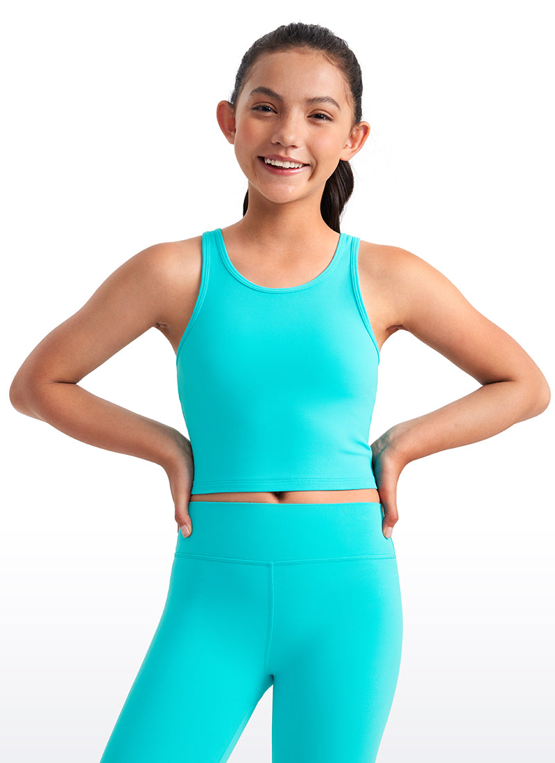 CRZ YOGA girl's Active Butterluxe Tight Fit Tank Tops Racerback Spectral Blue