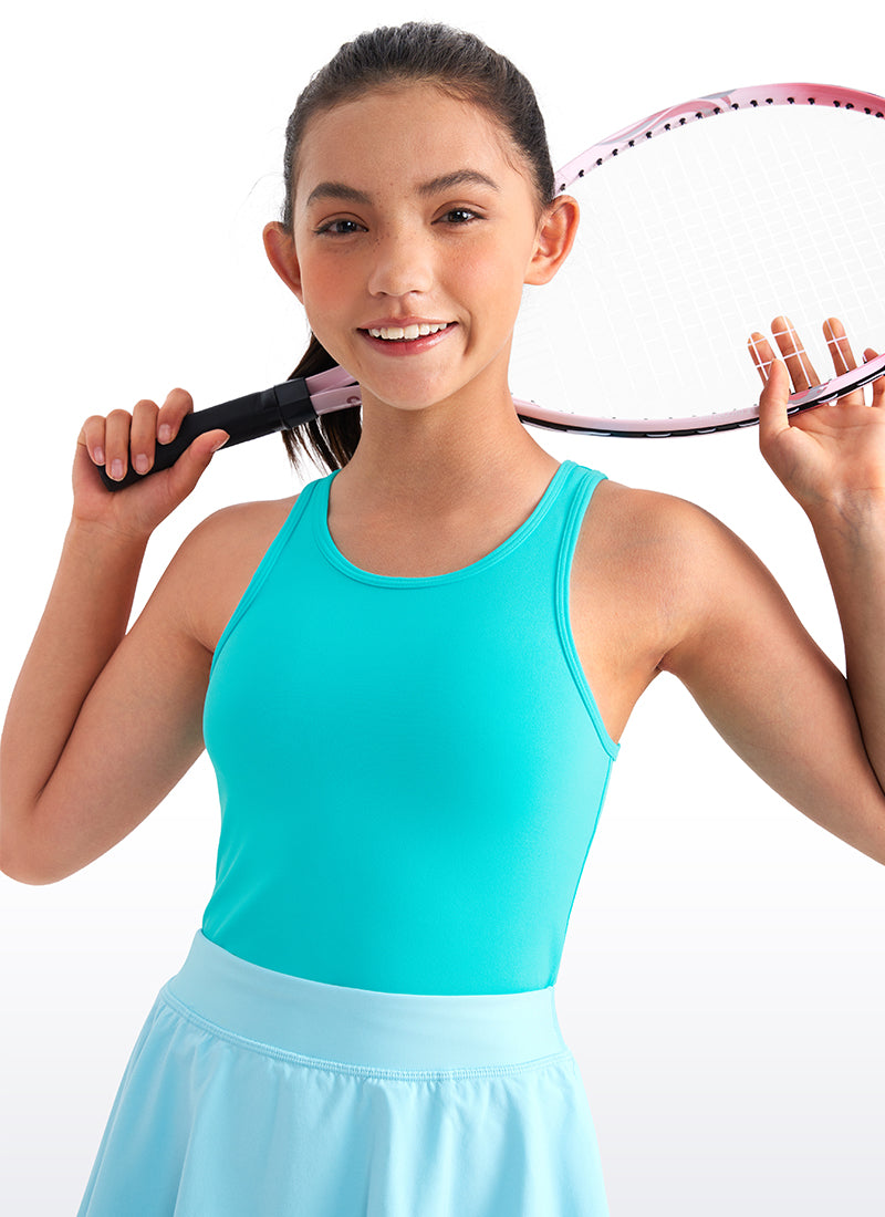 CRZ YOGA girl's Active Butterluxe Tight Fit Tank Tops Racerback Spectral Blue