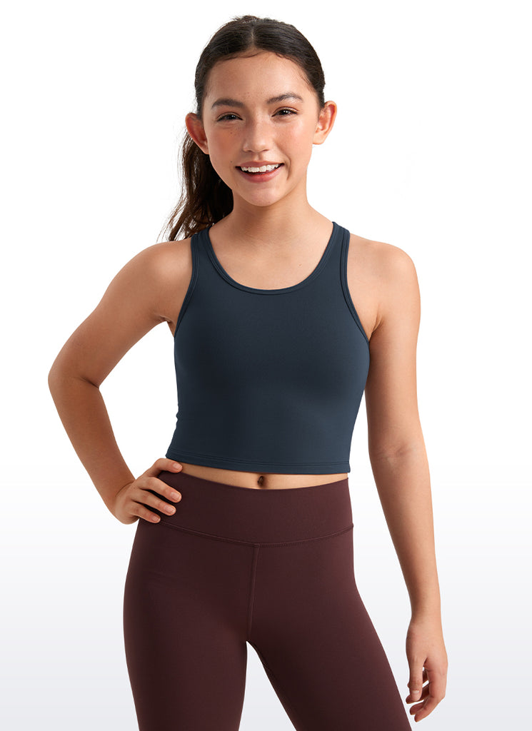 CRZ YOGA girl's Active Butterluxe Tight Fit Tank Tops Racerback Spectral Blue
