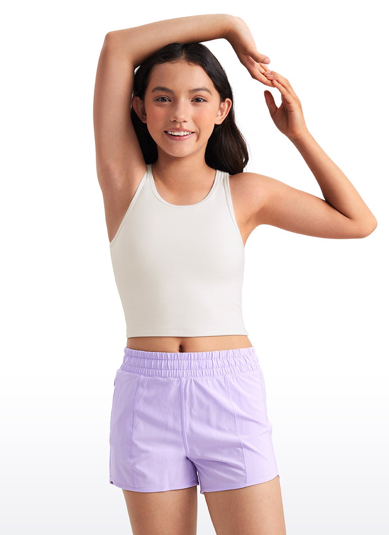 CRZ YOGA girl's Active Butterluxe Tight Fit Tank Tops Racerback Milky White