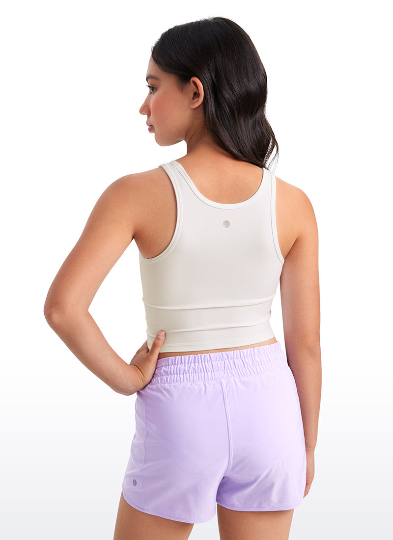 CRZ YOGA girl's Active Butterluxe Tight Fit Tank Tops Racerback Milky White