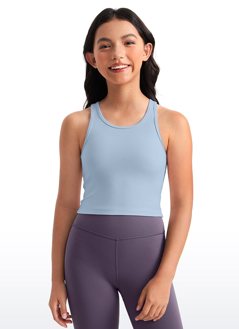 CRZ YOGA girl's Active Butterluxe Tight Fit Tank Tops Racerback Cambric Blue
