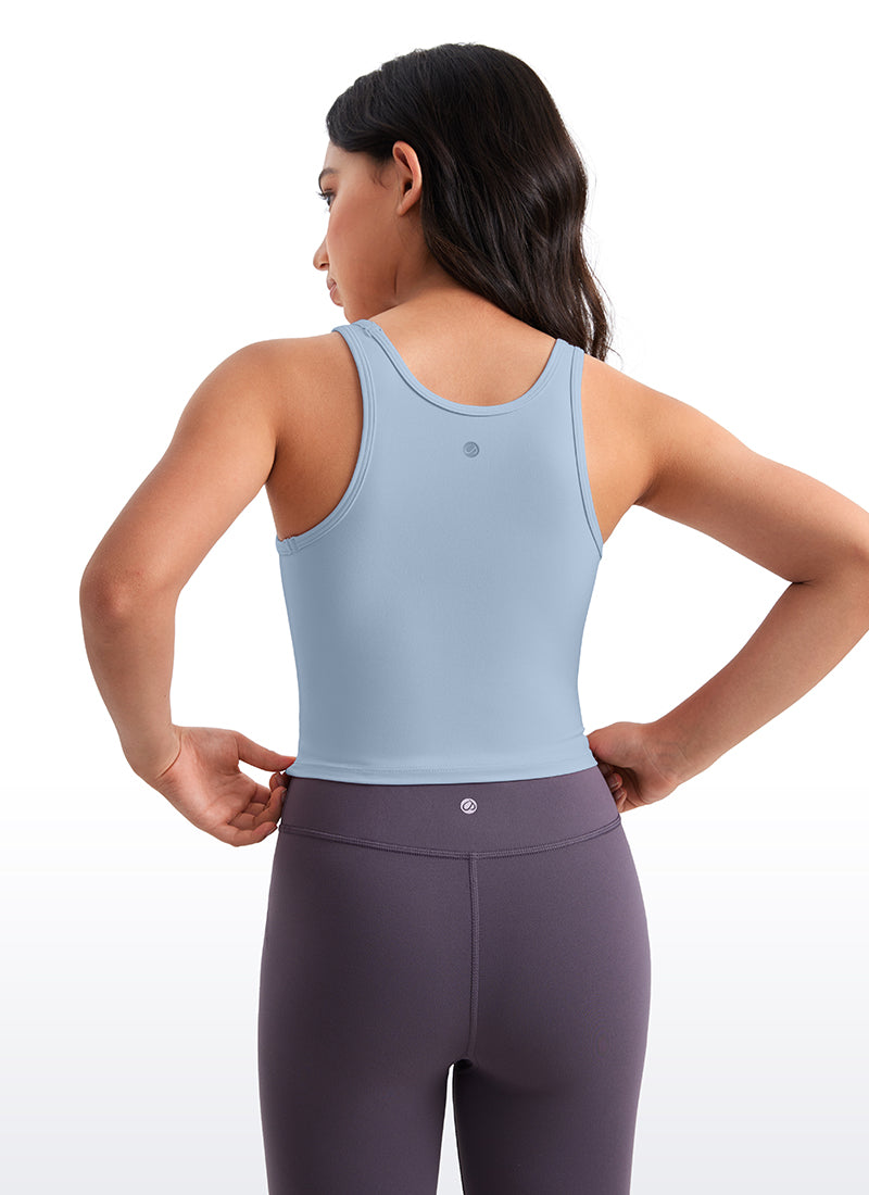 CRZ YOGA girl's Active Butterluxe Tight Fit Tank Tops Racerback Cambric Blue