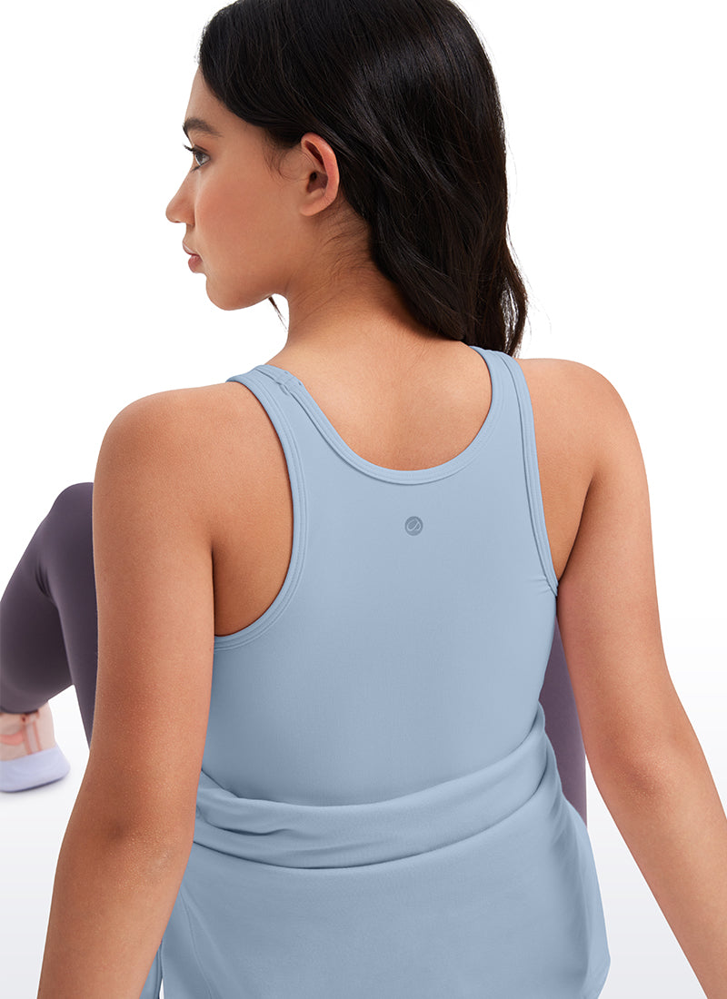 CRZ YOGA girl's Active Butterluxe Tight Fit Tank Tops Racerback Cambric Blue