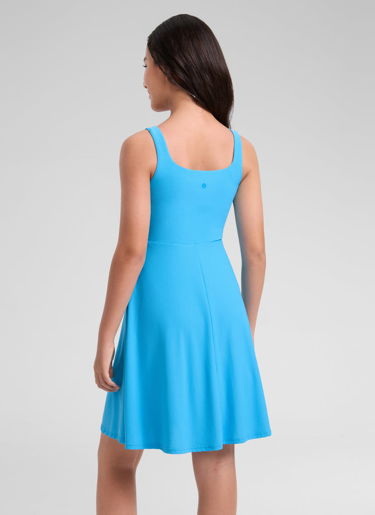 CRZ YOGA Women's Cloudweight Casual Double Lined Pocket Midi Dress Kayak Blue