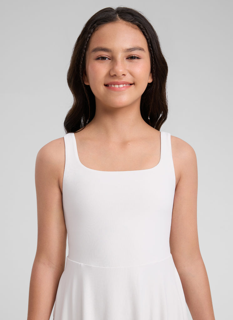 CRZ YOGA Women's Cloudweight Casual Double Lined Pocket Midi Dress Milky White