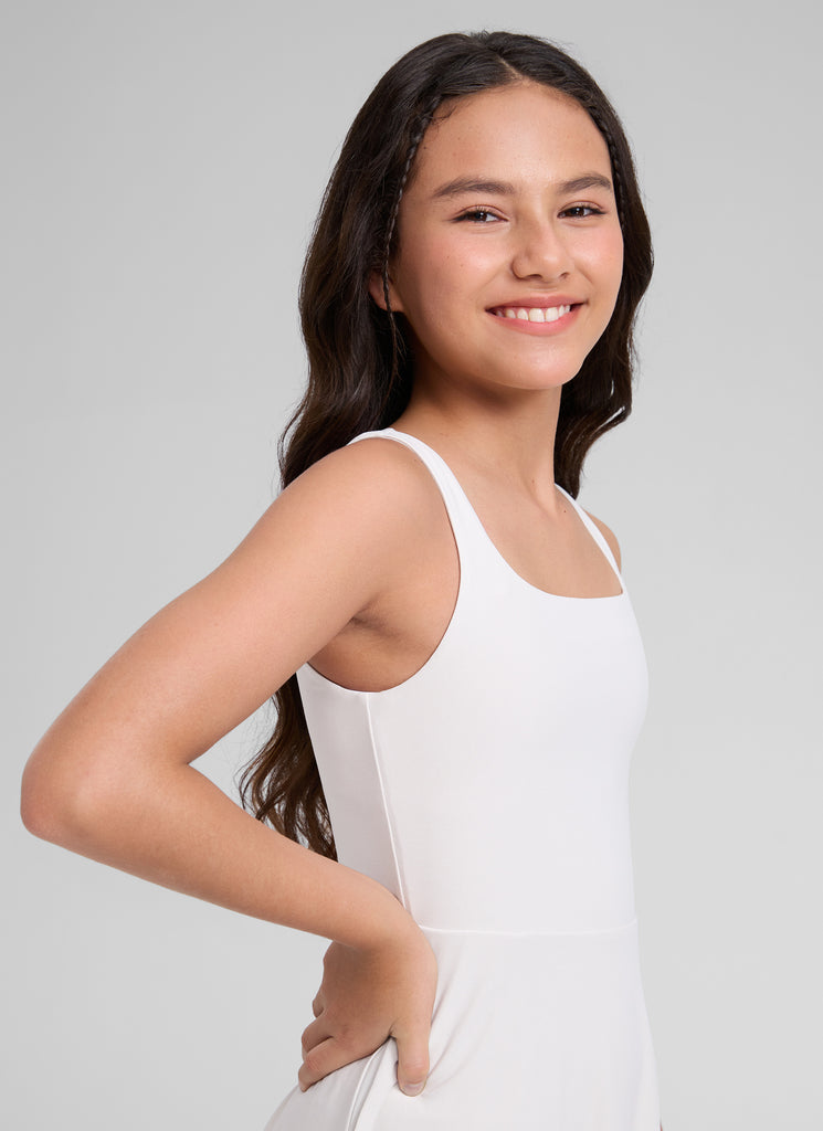 CRZ YOGA Women's Cloudweight Casual Double Lined Pocket Midi Dress Milky White