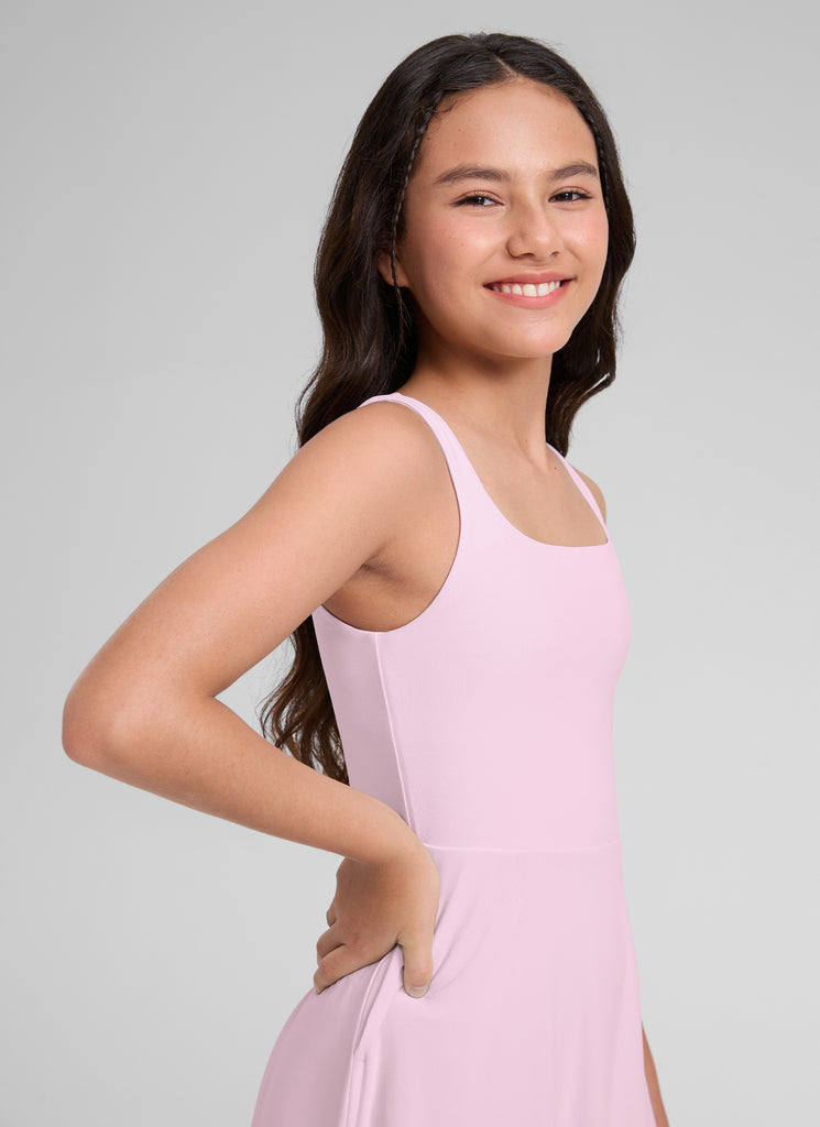 CRZ YOGA Women's Cloudweight Casual Double Lined Pocket Midi Dress Strawberry Pink