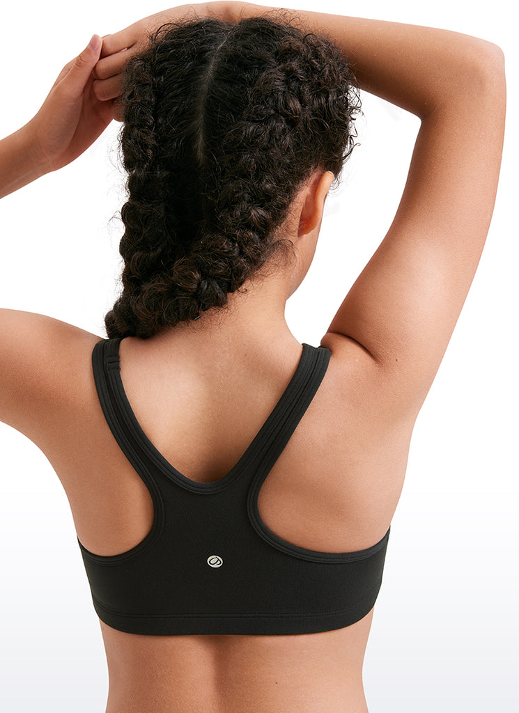 CRZ YOGA  Girl’s Butterluxe Scoop Neck Racerback Yoga Bra Black