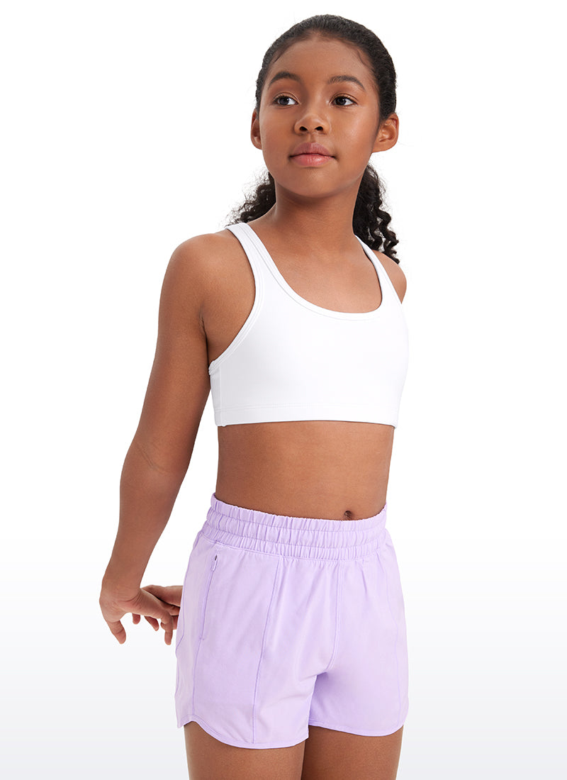 CRZ YOGA  Girl’s Butterluxe Scoop Neck Racerback Yoga Bra White