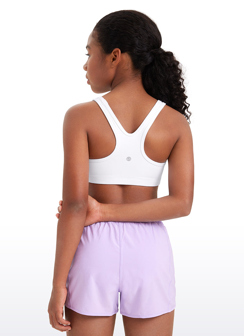 CRZ YOGA  Girl’s Butterluxe Scoop Neck Racerback Yoga Bra White