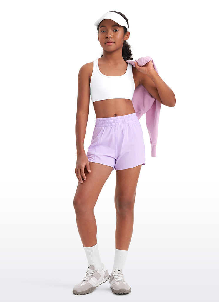 CRZ YOGA  Girl’s Butterluxe Scoop Neck Racerback Yoga Bra White