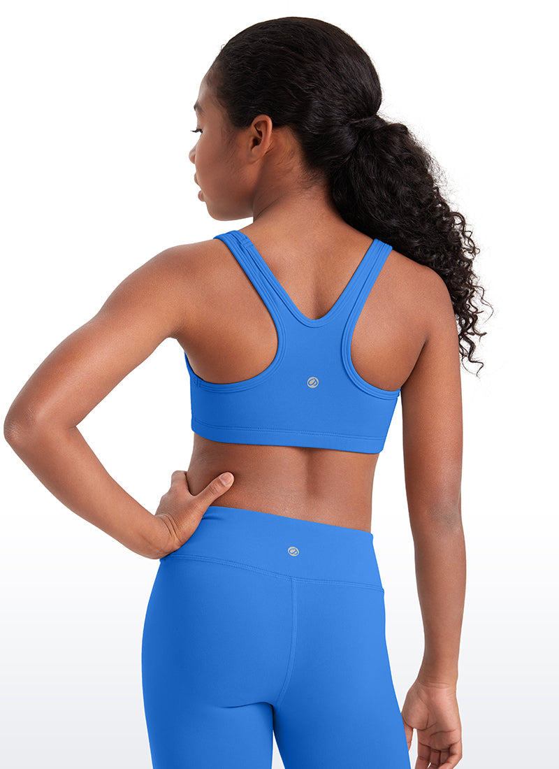 CRZ YOGA  Girl’s Butterluxe Scoop Neck Racerback Yoga Bra Sparkle Blue