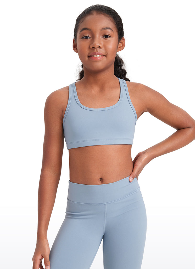 CRZ YOGA  Girl’s Butterluxe Scoop Neck Racerback Yoga Bra Cambric Blue